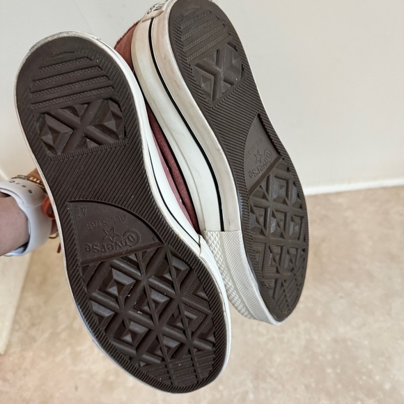 Converse All Star Lift Hi Brick Rose Egret High Top Suede Womens Size 4.5 - Picture 10 of 11